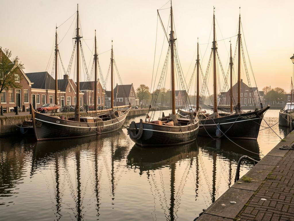 Traditionele botters in de haven van Enkhuizen